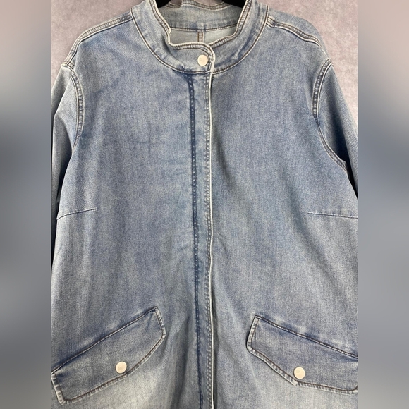 LOGO women's size 26W light wash blue jean denim mock neck zip up jacket QVC - Picture 2 of 8